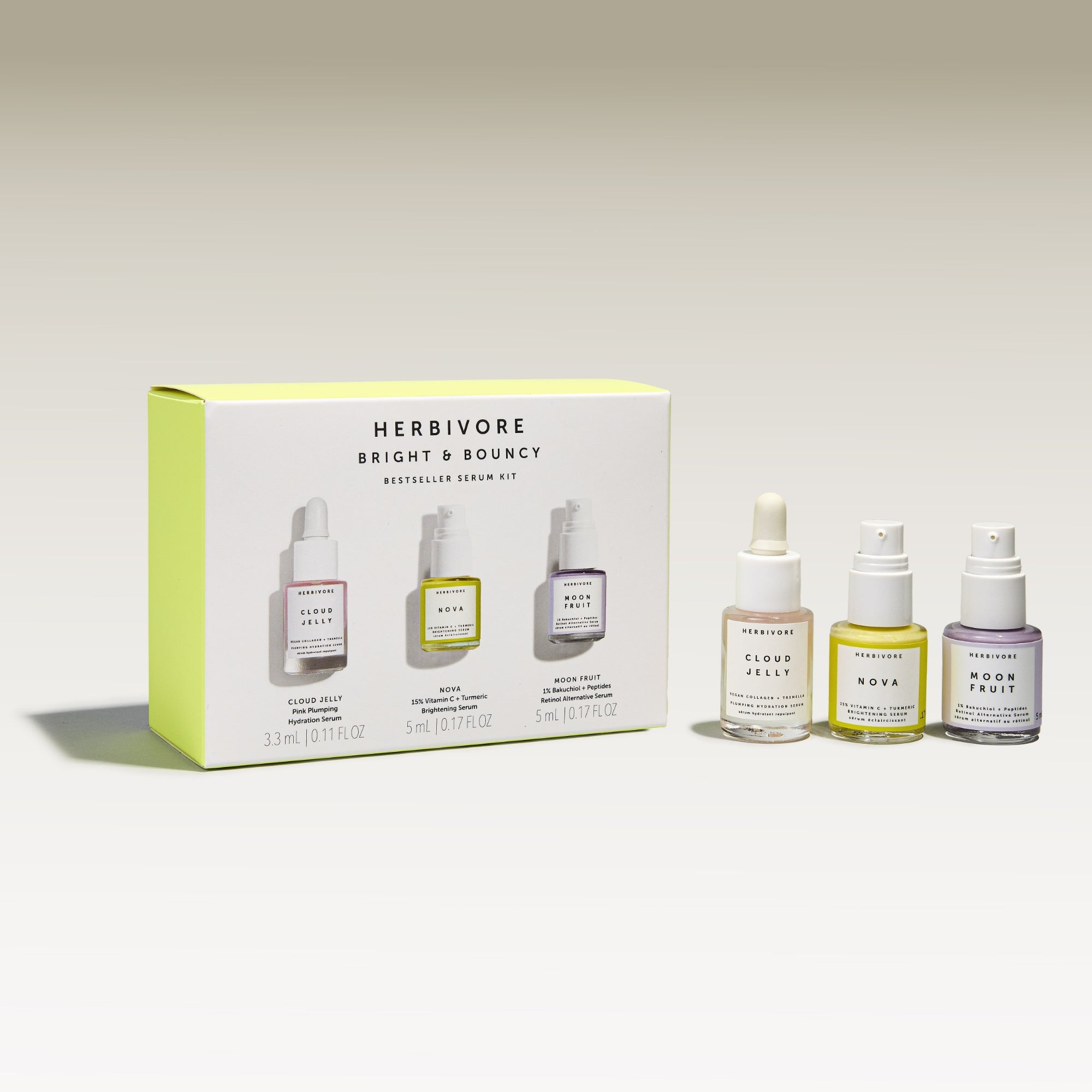 BRIGHT & BOUNCY Bestseller Serum Kit | Herbivore Botanicals