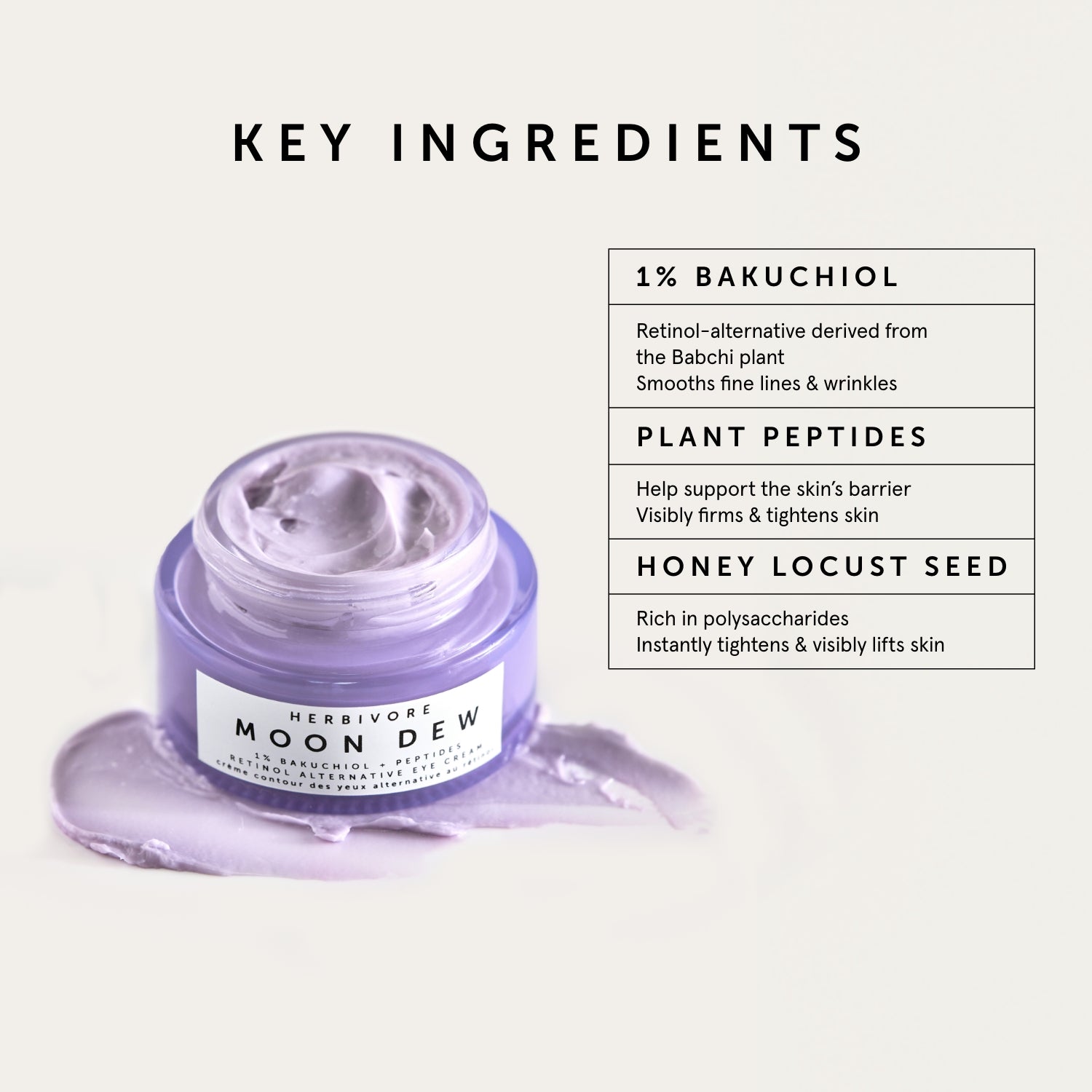 MOON DEW 1% Bakuchiol + Peptides Retinol Alternative Firming Eye Cream | Herbivore Botanicals