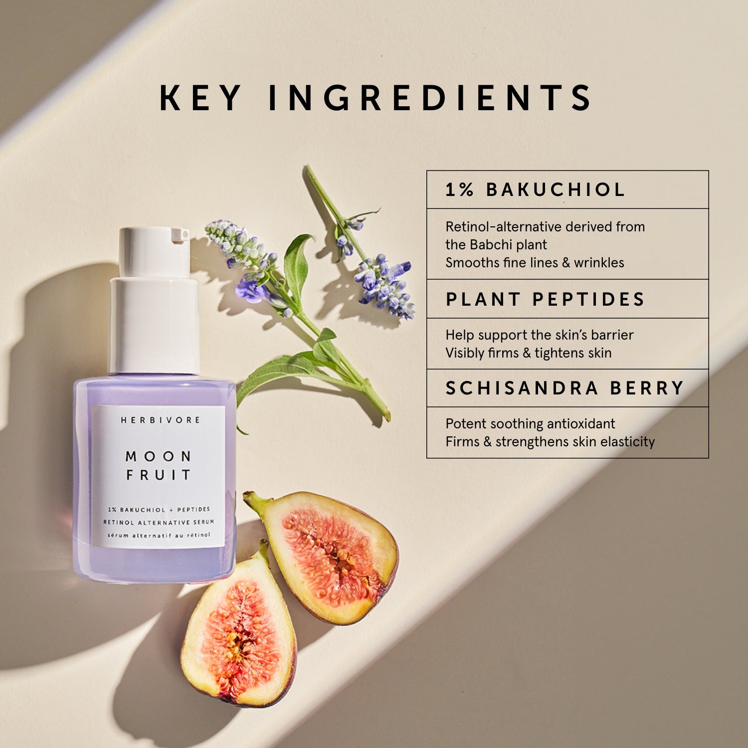 MOON FRUIT 1% Bakuchiol + Peptides Retinol Alternative Serum | Herbivore Botanicals