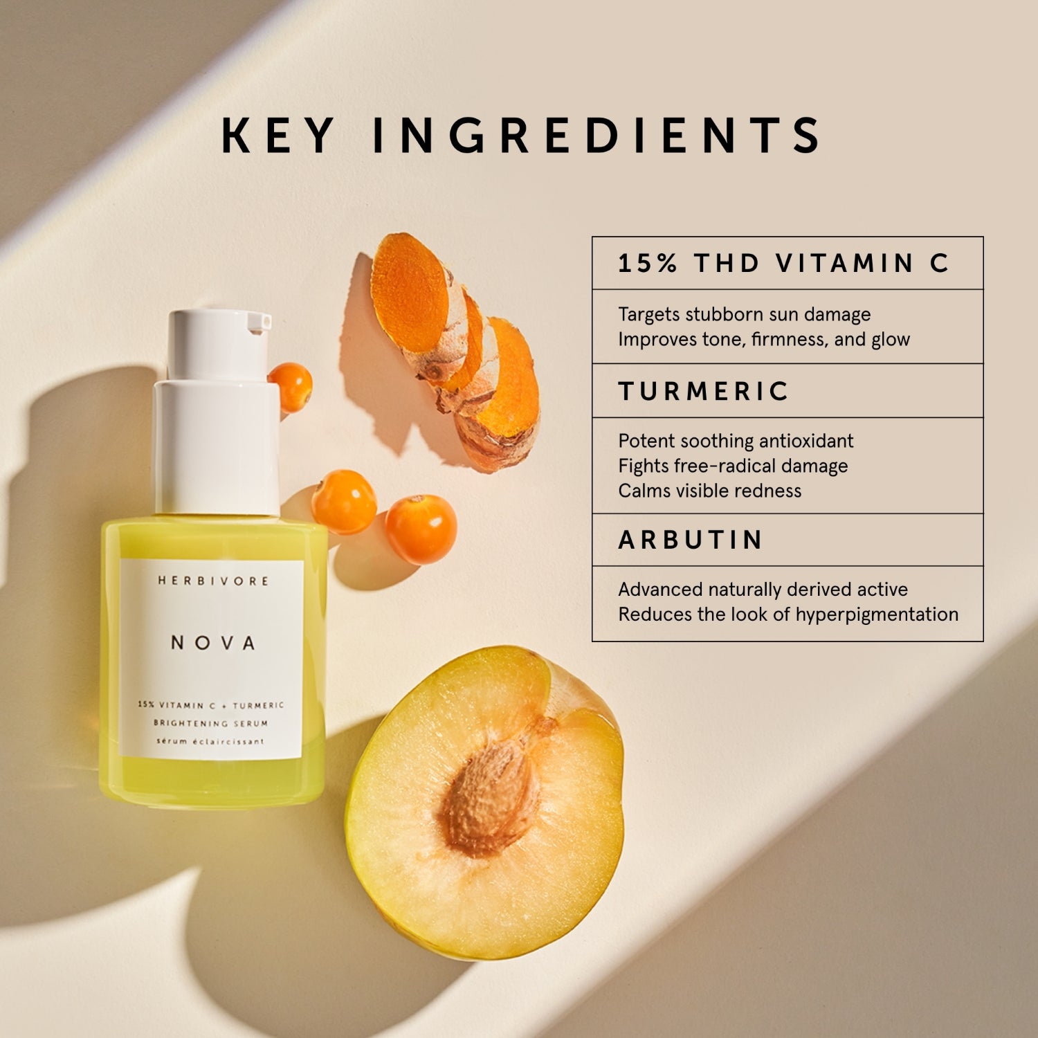 NOVA 15% Vitamin C + Turmeric Brightening Serum | Herbivore Botanicals