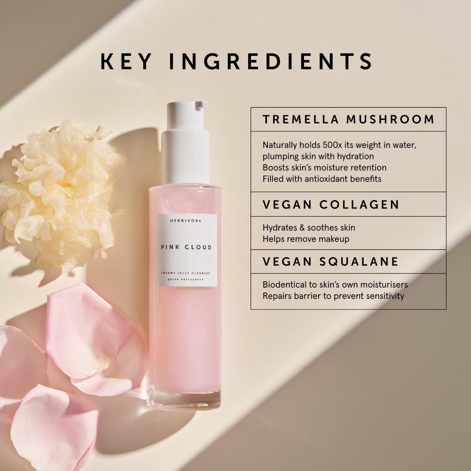 PINK CLOUD Rosewater + Tremella Creamy Jelly Cleanser | Herbivore Botanicals